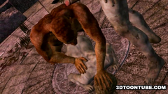 Stone 3D monsters outdoor hardcore threesome fuck