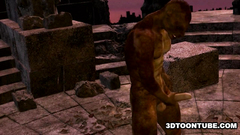 Stone 3D monsters outdoor hardcore threesome fuck