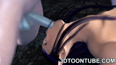 Musclular 3d monster fucks naked brunette babe in her mouth and pussy