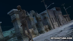 Cruel and horny zombie fucks beautiful naked babe on the cemetery