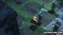 Cruel and horny zombie fucks beautiful naked babe on the cemetery