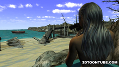 Two horny and naked fantasy babes masturbate and fuck on the boat