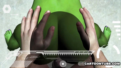 Green fantasy girl gets nice pussy and tits fuck