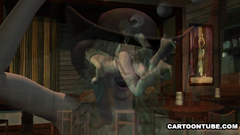 Horny and sexy cowgirl gets spanked and fucked in bar