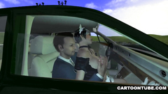 French maid gets pussy fucked by her boss in the car