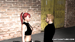 Naked redhead cutie blows cock and gets fucked