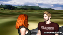 Redhead 3d babe gets hardcore nailed near the car