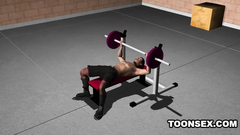 Horny lustful babe blows cock in the gym