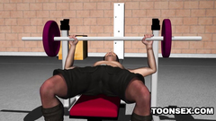 Horny lustful babe blows cock in the gym