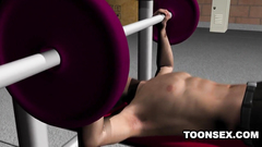 Horny lustful babe blows cock in the gym