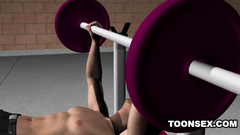 Horny lustful babe blows cock in the gym