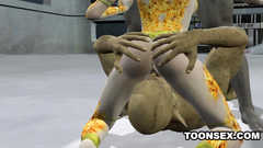 Rough 3some fuck - ugly monsters fuck slutty elf babe