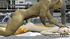 Rough 3some fuck - ugly monsters fuck slutty elf babe