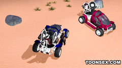 Desert fuck after car racing in 3d porn toon