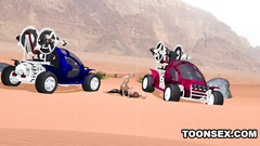 Desert fuck after car racing in 3d porn toon