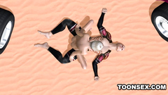 Desert fuck after car racing in 3d porn toon