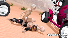 Desert fuck after car racing in 3d porn toon