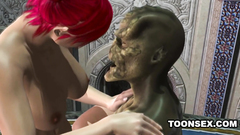 Ugly zombie fucks sweet redhead cutie in 3d cartoon