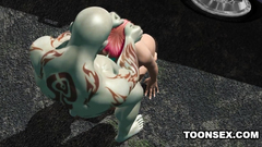 Muscular tattooed monster fucks redhead 3d cutie