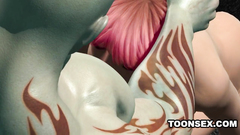 Muscular tattooed monster fucks redhead 3d cutie
