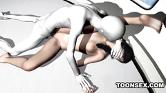 Horny alien dude bangs naked female chick