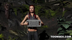 Ugly monster fucks sexy redhead babe in the jungles