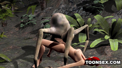 Ugly monster fucks sexy redhead babe in the jungles