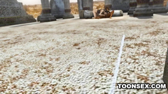 Lara Croft and her new lesbian friend in 3d cartoon