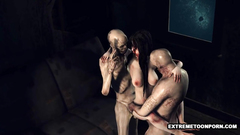 Hardcore threesome fuck in 3d cartoon with ugly monsters