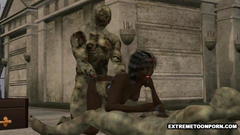 Crazy monster threesome fuck with tanned sexy chick