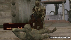 Crazy monster threesome fuck with tanned sexy chick