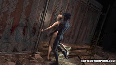 Hot babe with bald head gets drilled by ugly monster