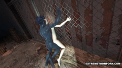 Hot babe with bald head gets drilled by ugly monster