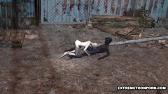 Hot babe with bald head gets drilled by ugly monster