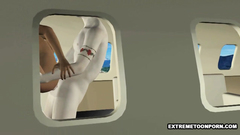 Tanned chick gets fucked by the weird dude in the plane