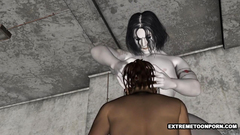 Cruel deadm man with big penis fucks her face