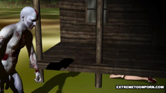 Evil zombie licks and fucks naked victim's pussy