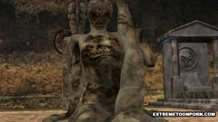 Ugly dead people fuck each other on the cemetery