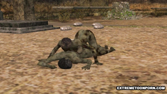 Ugly dead people fuck each other on the cemetery