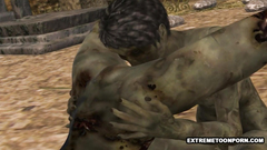 Ugly dead people fuck each other on the cemetery