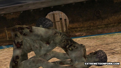 Ugly dead people fuck each other on the cemetery