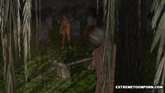 Hardcore 3d threesome fuck in the forest