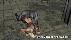 Sexy 3d babe gets hardcore fucked by evil monster