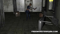 Hot girl with massive tits hardcore fucked by monster