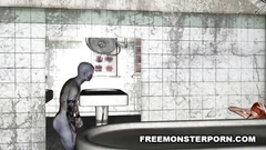 Busty young redhead girl hardcore fucked by monster