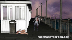 Evil pussy and throat fuck from ugly zombie