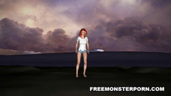 Redhead 3d girl anally fucked by dead monster
