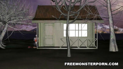 Redhead 3d girl anally fucked by dead monster