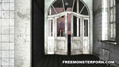 Busty chick first time in her life fucked by zombie