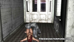 Busty chick first time in her life fucked by zombie